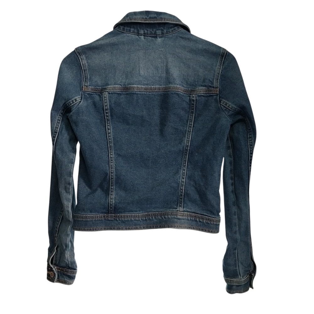 Hollister California Size XS Demin Trucker Blue Jean Jacket Button Long Sleeve - Picture 10 of 10